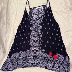 Chic Black Paisley Camisole with Tassels